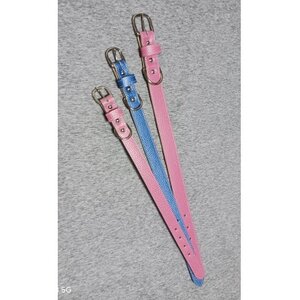 ペット用品(首輪) 牛革シボ型押しラメカラー・ブルー首輪#21【1657320】