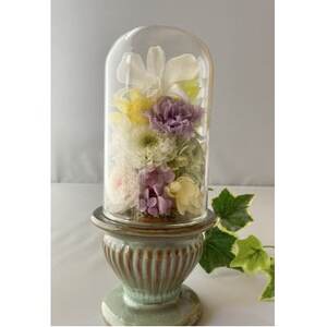 プリザーブドフラワー　仏花ガラスドームアレンジ【1425697】