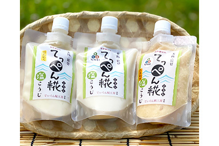 【無添加調味料】 大阪能勢の塩こうじ 3点セット (塩・にんにく・たまねぎ 各200g)