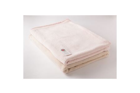 綿100%綿毛布シングルサイズ・ベージュとピンクのセット【1052973】