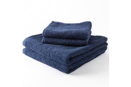 泉州産バスタオル2枚とフェイスタオル2枚のセット・ネイビー【1082363】