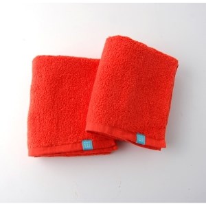 minimynimo 無撚糸フェイスタオル2枚組 タンジェリン(オレンジ)【1136403】