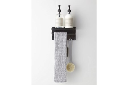 泉州タオル×山崎実業　W premier　マグネットバスルーム多機能ラック ブラック　セット　F2　（009_5063）