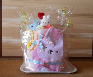 015_003 オムツケーキ Mサイズ(ピンク)