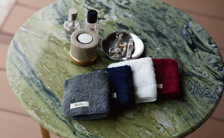 Wellis【極上の肌心地】タオルハンカチ4枚 ネイビー(009_5134)