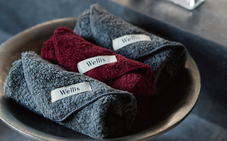 Wellis【極上の肌心地】タオルハンカチ4枚 ボルドー（009_5135）