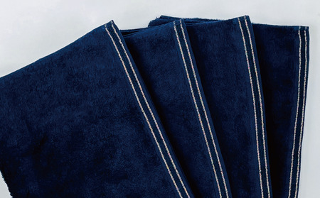 【究極の肌触りと吸水力】フェイスタオル4枚　ネイビー　W premier(009_5029_03)