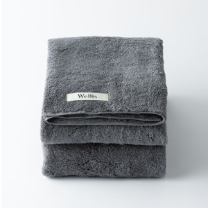 Wellis　バスタオル2枚 グレー　ランドリーバッグ付き　（009_5140_02）