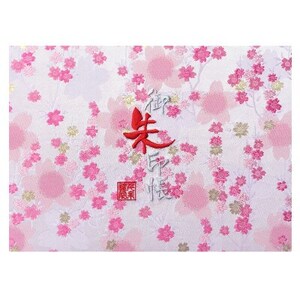 千糸繍院 見開き御朱印帳 桃色零桜 西陣織 金襴装丁 48ページ 見開き大判 1冊【1512447】