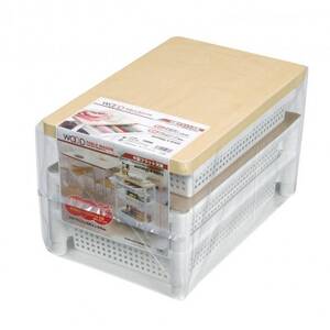 ウッドテーブルワゴンWTW-3HS　引き出しバスケット付　W(組み立て式)【1270307】