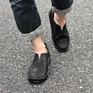 【職人手作り】すぽっと履けるデイリースリッポン(VIVIO)【ヴィンテージブラック/25.0cm】