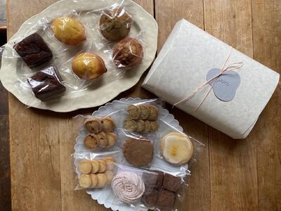 季節の素材を使った無添加焼き菓子詰め合わせセット【Lサイズ(ケーキ菓子6個・クッキー菓子7個)】