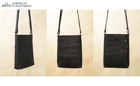 【alto.】Hシボプレス 縦型ミニショルダー AKEB-3008(ブラック)