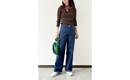 【B-THREE/ビースリー】ストレッチ×ジーンズ 本格デニム見えのワイドパンツ(770437)