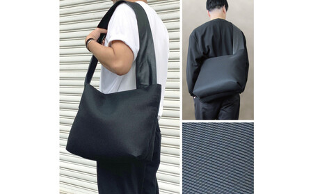 【-Less】DIA MESH／アシンメトリーショルダーバッグ　L （ブラック）　LMSB-7003