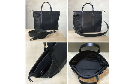 【-Less】SCARRED TEXTURE／トートバッグ　M （ブラック）　LMSB-0514