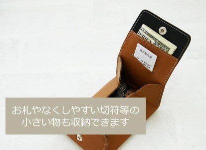 【ブラック】FOOTANブランド　本革小銭入れ・カードケース・コインケース