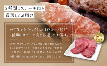 【冷蔵便】神戸牛 ステーキセット 計1.6kg（ロース＆柔らか赤身 200g 各4枚）