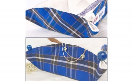 【神戸タータン】小物入れ2点とオリジナルはりねずみアクリルキーホルダー　青セット