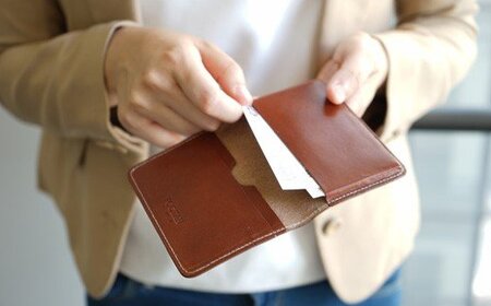 【ライトブラウン】FOOTANブランド 本革名刺入れ