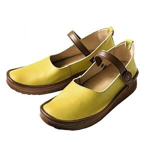 【グッドデザイン賞受賞】手を使わずに脱ぎ履きできる！ 職人手作り ストラップシューズ KAYAK カヤック 靴 レディース【マスタード／21.5cm】