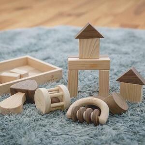 桧のおもちゃ　アイコニー　ベビーセット（ガラガラシリーズ・積み木） IKONIH　BabySet