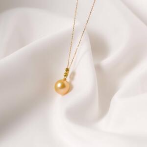 【鞠】ゴールデンパール（南洋 白蝶真珠） 10mm セミラウンド イエローサファイア K18 イエローゴールド ペンダントトップ