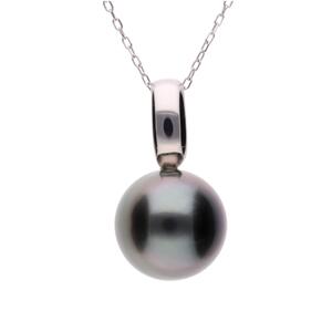 【響】ブラックパール プラチナ ペンダントトップ|無調色 黒蝶真珠 タヒチパール 10mm PT900