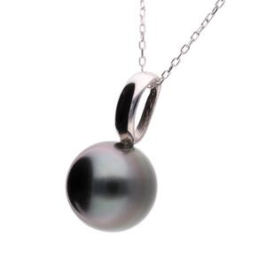 【響】ブラックパール プラチナ ペンダントトップ|無調色 黒蝶真珠 タヒチパール 10mm PT900