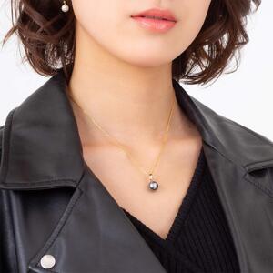 【響】ブラックパール（タヒチ 黒蝶真珠）10mm セミラウンド K18 ピンクゴールド ペンダントトップ