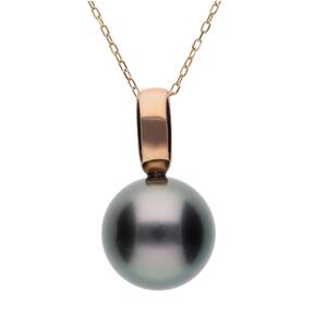 【響】ブラックパール（タヒチ 黒蝶真珠）10mm セミラウンド K18 ピンクゴールド ペンダントトップ