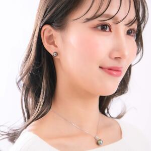 【星月夜】ブラックパール（タヒチ 黒蝶真珠） 10mm セミラウンド ダイヤモンド Pt900 プラチナ ペンダントトップ