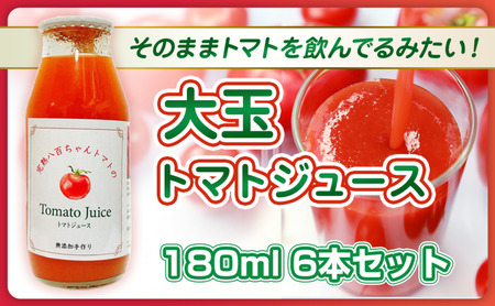 【そのままトマトを飲んでる感じ!】大玉トマトのトマトジュース 180ml 6本セット|国産 姫路産 八百ちゃんトマト 100%ストレート
