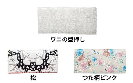 姫路革細工 長札入 民芸品 工芸品 伝統技術 ファッション小物 雑貨 日用品  花・ピンク