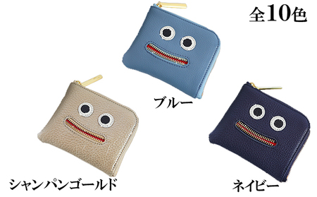 思わず笑顔になってしまうニッコリL字ミニ財布/コンパクト ファッション小物 キャラクター  ネイビー