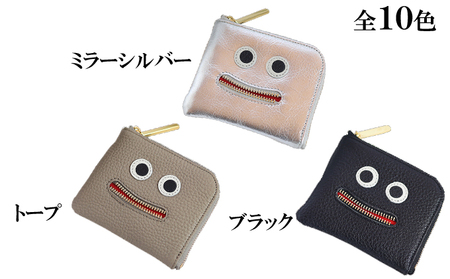 思わず笑顔になってしまうニッコリL字ミニ財布/コンパクト ファッション小物 キャラクター  ミラーゴールド