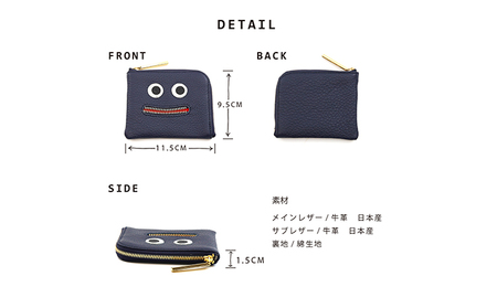 思わず笑顔になってしまうニッコリL字ミニ財布/コンパクト ファッション小物 キャラクター  ミラーゴールド