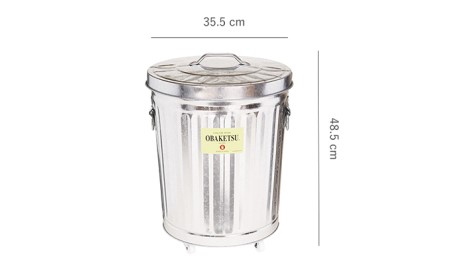 <オバケツ>バケツ職人が作るダストボックス・33Lキャスター付/純国産 インテリア【シルバー】 雑貨 日用品