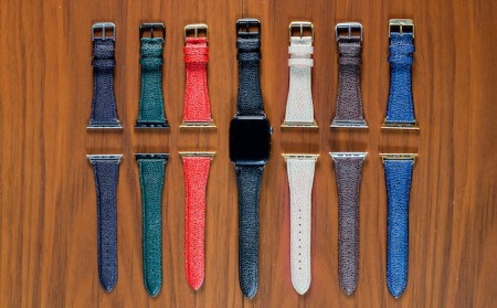 腕時計 バンド 姫路黒桟革 Apple Watch 高級レザーバンド 45mm 替えベルト 革 レザーバンド アップルウォッチ スマートウォッチ 交換 交換ベルト 替えバンド  藍染×ブラック