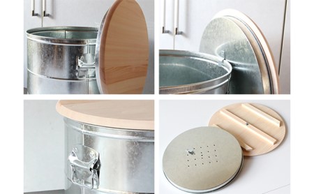 米びつ ひのきとトタンの米びつ 20kg シルバー キャスター付 渡辺金属工業 バケツ職人が作る オバケツ ライスストッカー キャスター キッチン 雑貨 日用品 米 保存容器 耐久性 二重構造 防虫 乾燥剤 トタン 蓋付き ヒノキ 米櫃 兵庫 兵庫県 姫路市