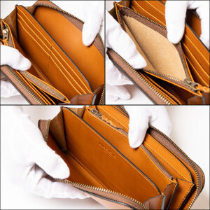 HEDGE 牛革本来の表情そのままに 染料染めラウンド長財布(ブラウン) 兵庫県たつの市産牛革使用【1370492】