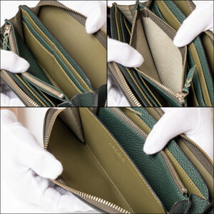 HEDGE シュリンク型押し牛革ラウンド長財布(ダークグリーン) たつの市産牛革を使用【1370500】