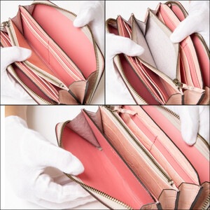 淡いピンクのクロコ模様 本革ラウンド長財布 [兵庫県たつの市産牛革使用]　革製品のHEDGE【1469636】