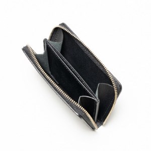 HEDGE 奥深い染料でクロコが際立つ メンズコインケース(ブラック)カードポケット付き 国産牛革【1282953】