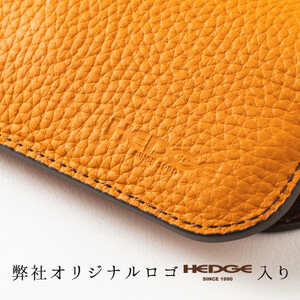 たつの市産オレンジ牛革のシンプルメガネケース シュリンク型押し[革製品のHEDGE]【1283105】