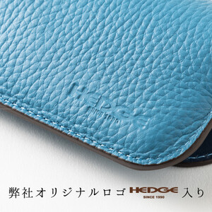 HEDGE　爽やかなスカイブルーのメガネケース 兵庫県たつの市産シュリンク型押し牛革【1283107】