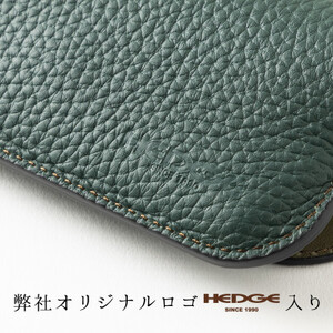 メガネケース 兵庫県たつの市産シュリンク型押しダークグリーン×スムースレザーモスグリーン　HEDGE【1363910】