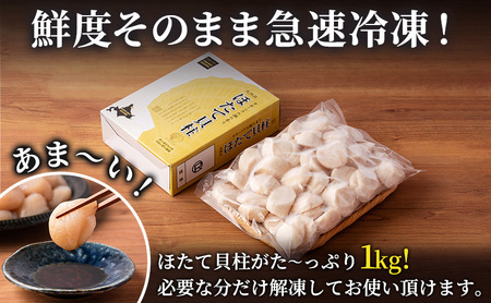 オホーツク枝幸産 旨みたっぷり冷凍ほたて貝柱1kg（30～70粒）【枝幸