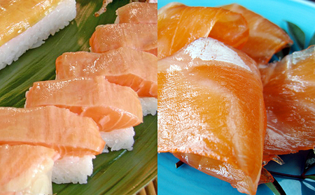 ◆ふわとろ食感◆キングサーモンづくし！『箱寿司×2箱』と『昆布〆100g』 お寿司 鮭 魚貝類 加工食品 さけ サケ