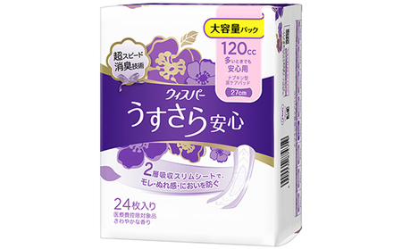 ウィスパー うすさら安心 多いときでも安心用（120cc：24枚）8パック